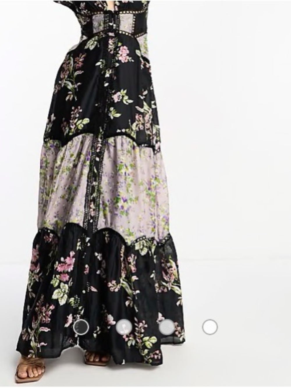 ASOS Black & Lavender Floral Puff-Sleeve Maxi Dress - Picture 13 of 13